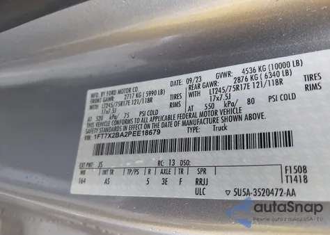 2023 Ford F-250 Xl z USA, uszkodzony, nr VIN 1FT7X2BA2PEE18679